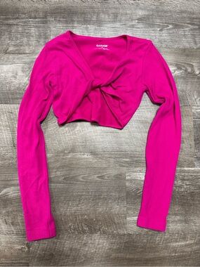 Garage Pink Ribbed Long Sleeve Crop Top Size Small
